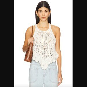 NWOT Free People Sea Song Tank Top, White Ivory Crochet, Size XS